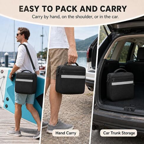 Paddle Board Pump Bag, SUP Air Pump Carrying Case for Most Electric Paddle Board Pumps, Pump Storage Organizer with Accessory Pockets for Hose, Charger and Nozzles, Bag Only in Kuwait