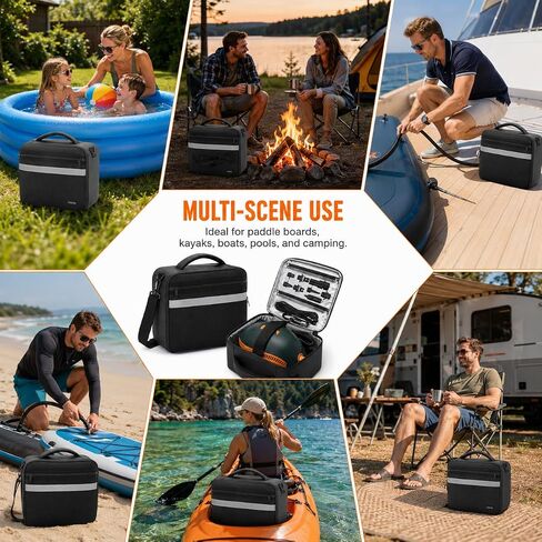 Paddle Board Pump Bag, SUP Air Pump Carrying Case for Most Electric Paddle Board Pumps, Pump Storage Organizer with Accessory Pockets for Hose, Charger and Nozzles, Bag Only in Kuwait