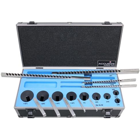 Accusize Industrial Tools - مجموعة دبابيس Keyway رقم 10 HSS، 18 قطعة بأسنان أرضية دقيقة، تتضمن 4 دبابيس و9 بطانات، 5100-0010 in Kuwait