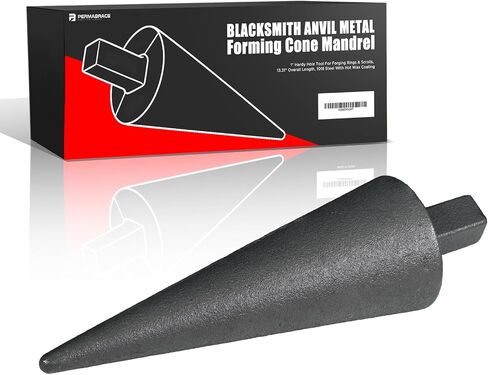 ممسك مخروطي لتشكيل المعدن من Blacksmith Anvil - أداة ثقب هاردي مقاس 1 بوصة لتزوير الحلقات واللفائف، الطول الإجمالي 13.31 بوصة، فولاذ 1018 مع طلاء الشمع الساخن in Kuwait