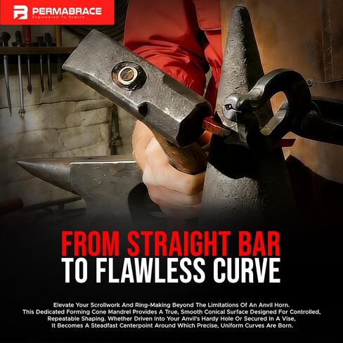 ممسك مخروطي لتشكيل المعدن من Blacksmith Anvil - أداة ثقب هاردي مقاس 1 بوصة لتزوير الحلقات واللفائف، الطول الإجمالي 13.31 بوصة، فولاذ 1018 مع طلاء الشمع الساخن in Kuwait