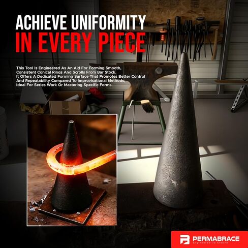 ممسك مخروطي لتشكيل المعدن من Blacksmith Anvil - أداة ثقب هاردي مقاس 1 بوصة لتزوير الحلقات واللفائف، الطول الإجمالي 13.31 بوصة، فولاذ 1018 مع طلاء الشمع الساخن in Kuwait