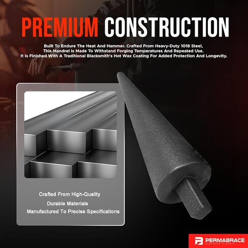 ممسك مخروطي لتشكيل المعدن من Blacksmith Anvil - أداة ثقب هاردي مقاس 1 بوصة لتزوير الحلقات واللفائف، الطول الإجمالي 13.31 بوصة، فولاذ 1018 مع طلاء الشمع الساخن in Kuwait