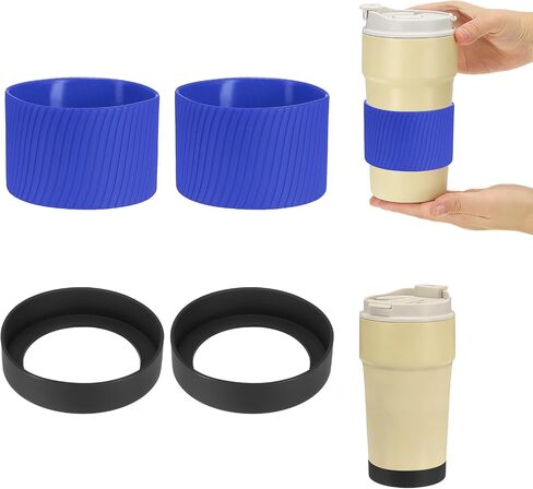 uxcell Silicone Cup Sleeve, 2 Pcs Coffee Sleeves with Black Protective Cup Mat Heat Resistant Reusable Nonslip Glass Bottle Protector for Coffee Tea Cold Hot Drinks Home Travel, Maroon in Kuwait
