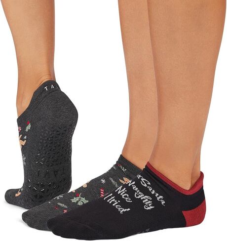 TAVI Women’s Savvy Grip Socks 2-Pack - Pilates Socks with Grips for Women, Slipper Socks for Pilates, Yoga, and Ballet - Shitake Geo/Mirage Heather, Medium in Saudi Arabia