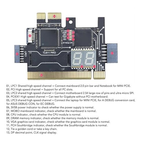 بطاقة تشخيص اللوحة الأم Ejoyous TL611 Pro، بطاقة تصحيح اختبار PCIe Mini PCIE LPC، مع مؤشرات LED، لطراز الكمبيوتر in Kuwait