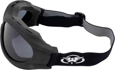 Global Vision Big Ben Padded Motorcycle Safety Goggles Fitover Black Frame w/Clear Smoke Yellow & Blue Mirror Lenses in Kuwait