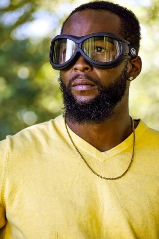 Global Vision Big Ben Padded Motorcycle Safety Goggles Fitover Black Frame w/Clear Smoke Yellow & Blue Mirror Lenses in Kuwait