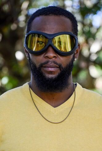 Global Vision Big Ben Padded Motorcycle Safety Goggles Fitover Black Frame w/Clear Smoke Yellow & Blue Mirror Lenses in Kuwait