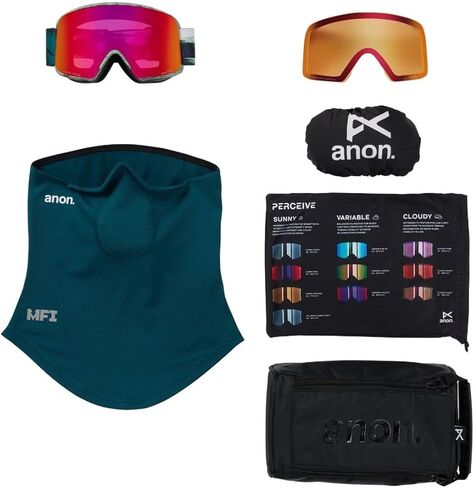نظارات Anon M6 Snow Goggles + عدسة إضافية + قناع وجه MFI (الإطار: شجرة العائلة، العدسة: Perceive Sunny Red، العدسة الاحتياطية: Cloudy Burst) in Kuwait