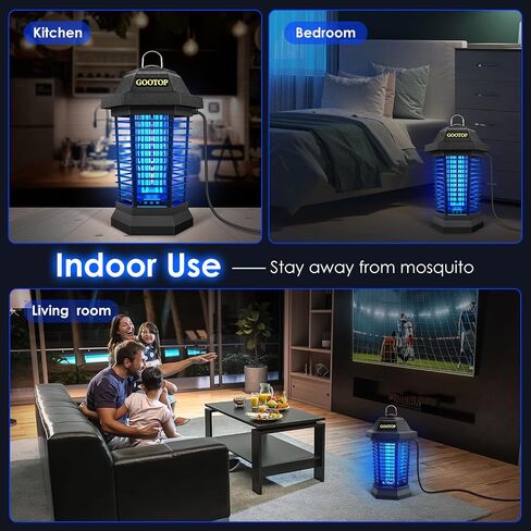 GOOTOP Bug Zapper Outdoor، Mosquito Zapper، 4200V 3 Prong Plug in Electric Fly Zapper، قاتل البعوض، مصائد الذباب، الحشرات الطائرة Zapper داخلي خارجي، ABS بلاستيك خارجي (أسود) in Kuwait