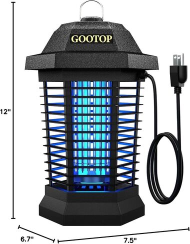 GOOTOP Bug Zapper Outdoor، Mosquito Zapper، 4200V 3 Prong Plug in Electric Fly Zapper، قاتل البعوض، مصائد الذباب، الحشرات الطائرة Zapper داخلي خارجي، ABS بلاستيك خارجي (أسود) in Kuwait