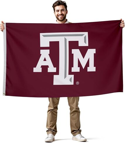 علم مطبوع من Texas A&M Aggies College Sports - مرخص من الرابطة الوطنية لرياضة الجامعات - نايلون - لافتة مدرسية (أبيض، كستنائي) (3 × 5 بوصات) in Kuwait