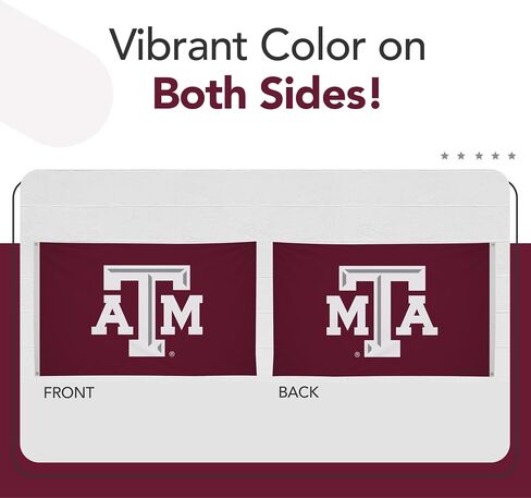 علم مطبوع من Texas A&M Aggies College Sports - مرخص من الرابطة الوطنية لرياضة الجامعات - نايلون - لافتة مدرسية (أبيض، كستنائي) (3 × 5 بوصات) in Kuwait