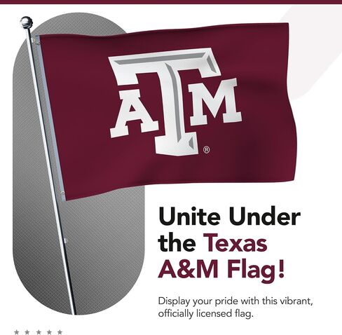 علم مطبوع من Texas A&M Aggies College Sports - مرخص من الرابطة الوطنية لرياضة الجامعات - نايلون - لافتة مدرسية (أبيض، كستنائي) (3 × 5 بوصات) in Kuwait