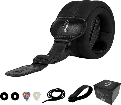 rockyou 3" Extra Padding Neoprene Classic Black Electric Comfortable Bass Guitar Strap Padded Ergonomic Weight Relief (Medium) in Kuwait