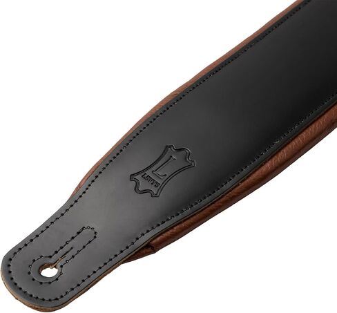 Levy's Leathers Best-Selling 3" Wide Amped Leather Series Guitar Strap with Foam Padding, Black with Tan Garment Backing, (M26PD-BLK-TAN) in Kuwait