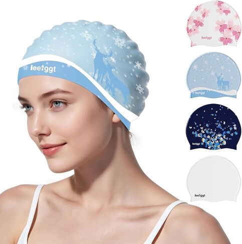Women’s Silicone Swim Cap, Waterproof Swimming Cap Non-Slip Comfortable Fit for Women Girls Adult in Kuwait
