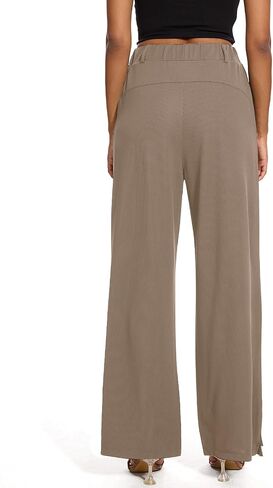 M MOTEEPI Women's Wide Leg Waffle Knit Pants with Pockets 29" Inseam Ladies Slacks for Dressy Casual,Business, Work, Lounge in Kuwait