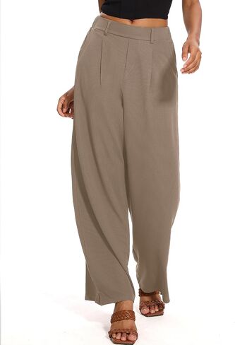 M MOTEEPI Women's Wide Leg Waffle Knit Pants with Pockets 29" Inseam Ladies Slacks for Dressy Casual,Business, Work, Lounge in Kuwait