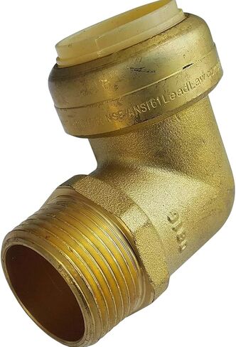 1 Piece 3/4" Push Fit x 3/4" Male Elbow, No Lead Brass in Kuwait
