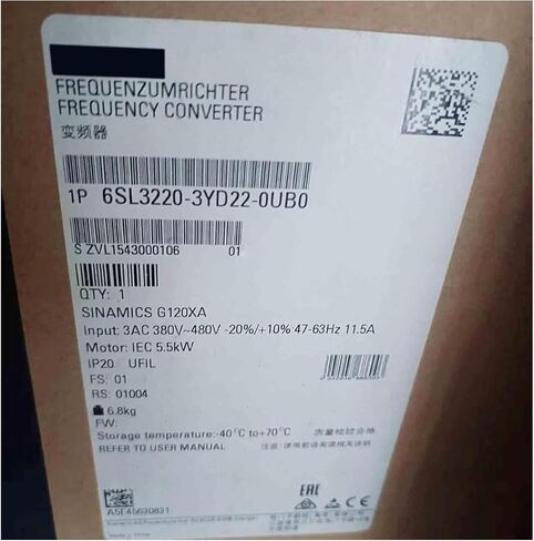 محول التردد المعجل 6SL3220-3YD22-0UB0 6SL32203YD220UB0 مختوم في صندوق ضمان لمدة سنة واحدة 6SL3220-3YD22-0UB0 in Kuwait