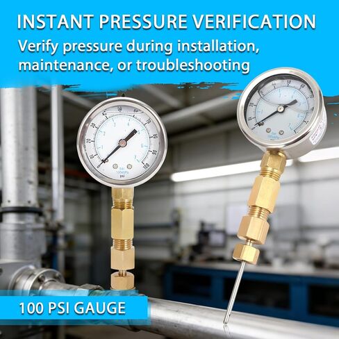مقياس اختبار الضغط الحراري الأرضي 100 رطل لكل بوصة مربعة - أداة HVAC مع إبرة 1/8 بوصة وواقي لتشخيص نظام الحلقة المغلقة in Kuwait