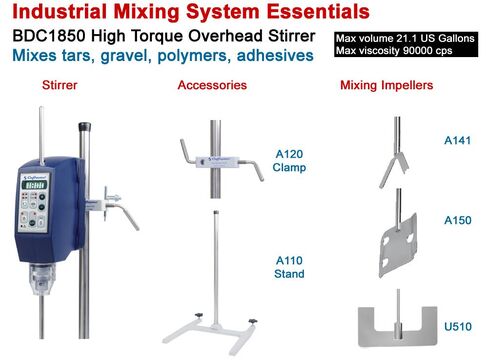 CAFRAMO LIMITED BDC1850 Model BDC1850 Ultra Torque Overhead Stirrer, Speed Range 12-1800 RPM, Digital, Mixes Tars, Gravel, Polymers, Adhesives in Kuwait