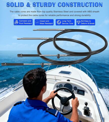 Bonbo 15FT قارب خنق وكابلات التحول لوحدة تحكم سلسلة Gen2 4000A، متوافقة مع محركات Mercury MerCruiser Marine Force الخارجية، يستبدل رقم الجزء CC18915 in Kuwait