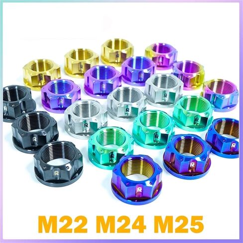 Compatible for RTAMO Titanium Rear Axle Swingarm Nut M22 M24 M25×1.5 Pitch Motorcycle(Burnt Blue,M25X1.5P) in Kuwait