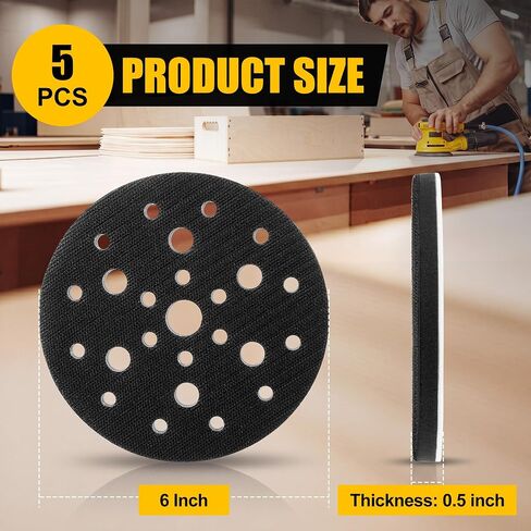 5 Pack Foam Interface Pads, 6 Inch 25 Holes Hook and Loop Sponge Cushion Buffer Pad, Sanding Disc Interface for Orbital Sander Automotive Woodworking Polishing, Curved Surface Finishing in Kuwait