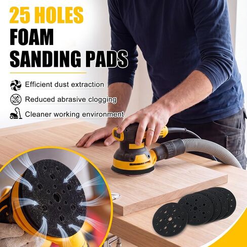 5 Pack Foam Interface Pads, 6 Inch 25 Holes Hook and Loop Sponge Cushion Buffer Pad, Sanding Disc Interface for Orbital Sander Automotive Woodworking Polishing, Curved Surface Finishing in Kuwait