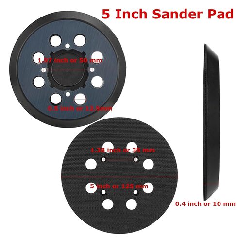 Sanding Disc Backing Pads Set,5 Inch Sander Pad Replacement with 50 PCS 5-inch Sanding Discs Including 80,100,150,180,240 Grit,8 Holes Hook and Loop Orbital Sander Pad for Random Orbital Sanders in Kuwait