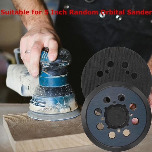 Sanding Disc Backing Pads Set,5 Inch Sander Pad Replacement with 50 PCS 5-inch Sanding Discs Including 80,100,150,180,240 Grit,8 Holes Hook and Loop Orbital Sander Pad for Random Orbital Sanders in Kuwait