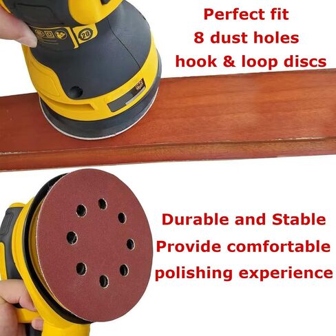 Sanding Disc Backing Pads Set,5 Inch Sander Pad Replacement with 50 PCS 5-inch Sanding Discs Including 80,100,150,180,240 Grit,8 Holes Hook and Loop Orbital Sander Pad for Random Orbital Sanders in Kuwait