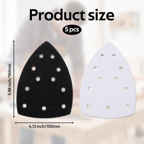 Triangle Sanding Pad, 5 Pcs 11 Hole Foam Sander Pads, Mouse Detail Sanding Interface Pad with Hook and Loop Backing, Mouse Sander Sandpaper Backing Pad for Detail Sander Woodworking in Kuwait