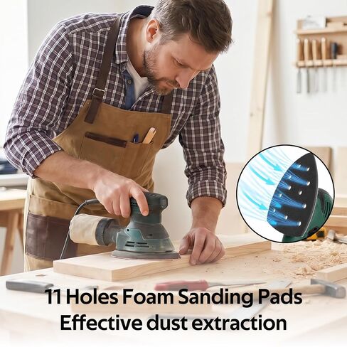 Triangle Sanding Pad, 5 Pcs 11 Hole Foam Sander Pads, Mouse Detail Sanding Interface Pad with Hook and Loop Backing, Mouse Sander Sandpaper Backing Pad for Detail Sander Woodworking in Kuwait