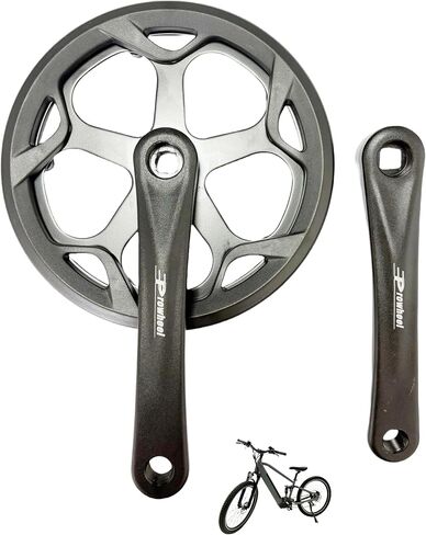 Electric Bicycle crankset, Single 46T Steel Sprocket with Double Chain Cover, 170mm Aluminum Alloy arm, Suitable for Single and 6/7/8/9 Speed Electric Bicycles, Bicycles, Folding Bicycles in Kuwait