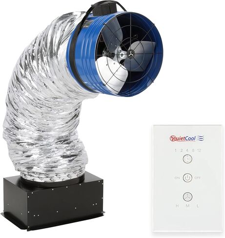 مروحة Quietcool QC CL-4700 RF الكلاسيكية المتقدمة للمنزل بالكامل مع تحكم لاسلكي - ما يصل إلى 4415 CFM - سرعتان - تغطي ما يصل إلى 2,208 قدم مربع - ضمان 10 سنوات - شبكة قابلة للإزالة in Kuwait