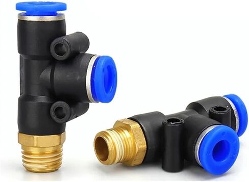 PD Pneumatic Connector 4mm-12mm Hose Tube T Shape Tee Air Fitting 1/4 1/8 3/8 1/2 Male Thread 3 Way Pipe Coupler 1Pcs(PD4-01) in Kuwait