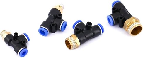 PD Pneumatic Connector 4mm-12mm Hose Tube T Shape Tee Air Fitting 1/4 1/8 3/8 1/2 Male Thread 3 Way Pipe Coupler 1Pcs(PD4-01) in Kuwait
