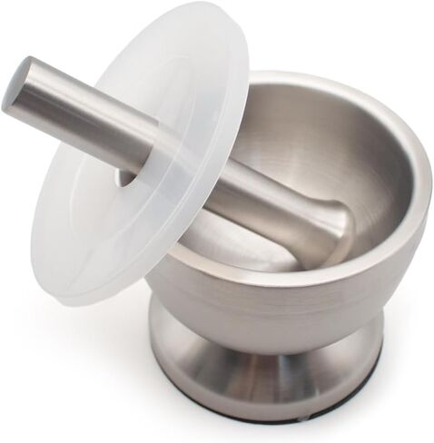 iDili 304 Stainless Steel Mortar and Pestle Set 100mm Lab Grinding Bowl with Non-Slip Base for Herb Spice Paste Grinding in Saudi Arabia
