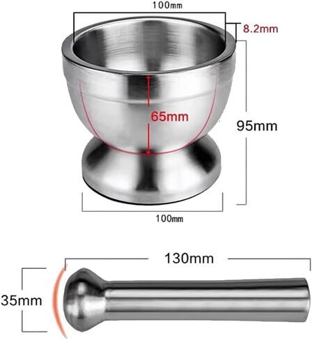 iDili 304 Stainless Steel Mortar and Pestle Set 100mm Lab Grinding Bowl with Non-Slip Base for Herb Spice Paste Grinding in Saudi Arabia