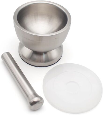 iDili 304 Stainless Steel Mortar and Pestle Set 100mm Lab Grinding Bowl with Non-Slip Base for Herb Spice Paste Grinding in Saudi Arabia