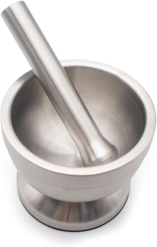 iDili 304 Stainless Steel Mortar and Pestle Set 100mm Lab Grinding Bowl with Non-Slip Base for Herb Spice Paste Grinding in Saudi Arabia