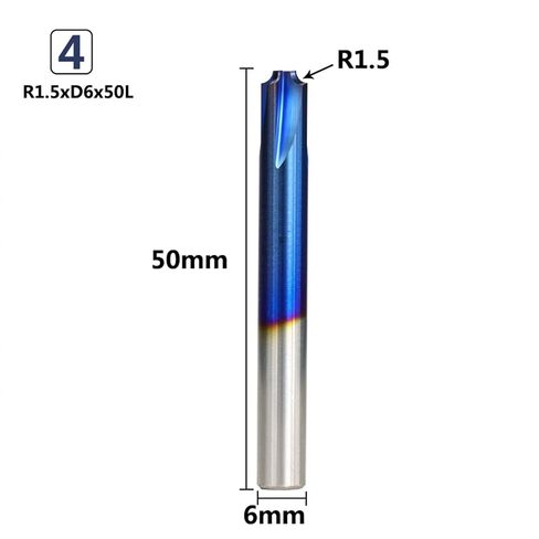 Carbide End R0.5-R5.0 Blue Coated Corner Rounding End Radius Bit for Machine 1Pcs (Size : R1.5xD6x50L) in Kuwait