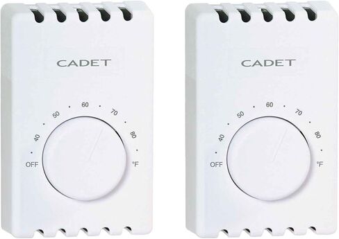 Cadet Wall Mount Double Pole Line Voltage Heating Thermostat White Non-Programmable Dial Control for Baseboard & Fan Forced Heaters, 2 Pack in Kuwait