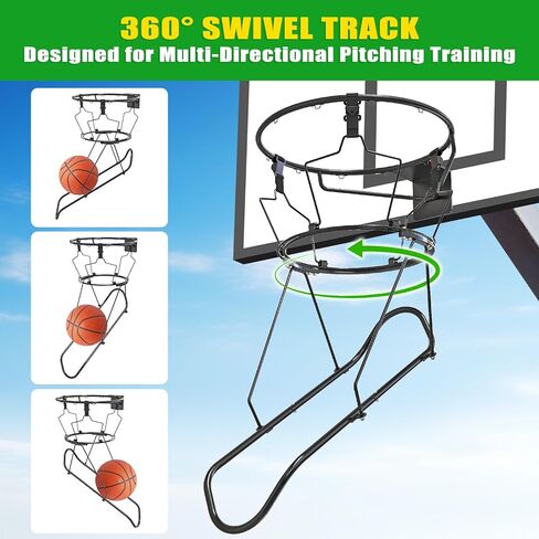 KingDolly Basketball Return Attachment with Chain Basketball Net, 360° Rotatable Track, Basketball Returner for Solo Practice, Shooting Training in Kuwait