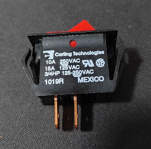 مناسبة لـ Carling Technologies 1019R Rocker Switch ON-Off 15A 125VAC 2-Pin محطات نحاسية (1 قطعة) in Kuwait