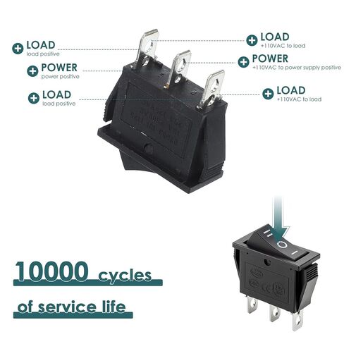 10 Pcs 3 Pin 3 Position ON/Off/ON SPDT Rocker Switch, Plastic Metal | For Car Boat and Household Appliances, Spdt Toggle Switch, 3 Position Control for Motors and Lights, Snap-In Panel Mount in Kuwait
